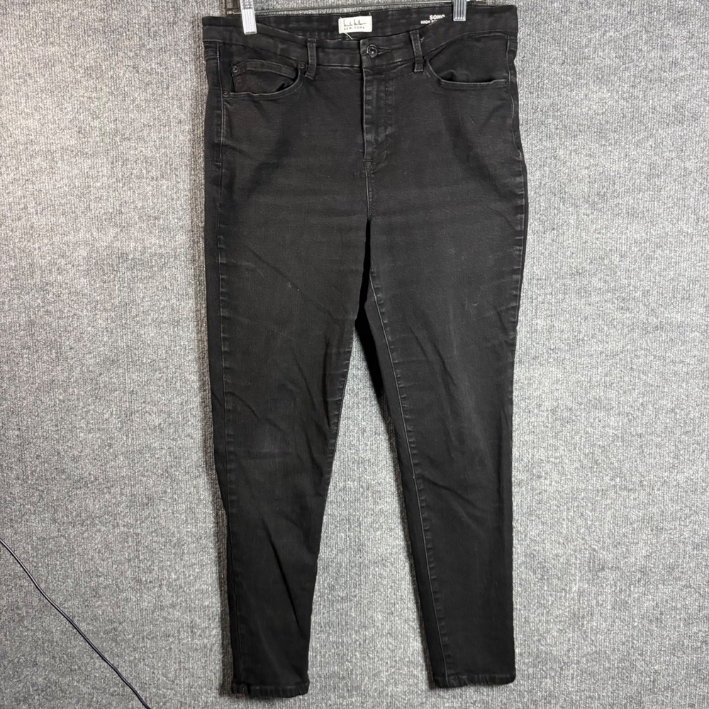 Nicole Miller New York Soho High Rise Skinny Jeans Black Denim Womens Size 12